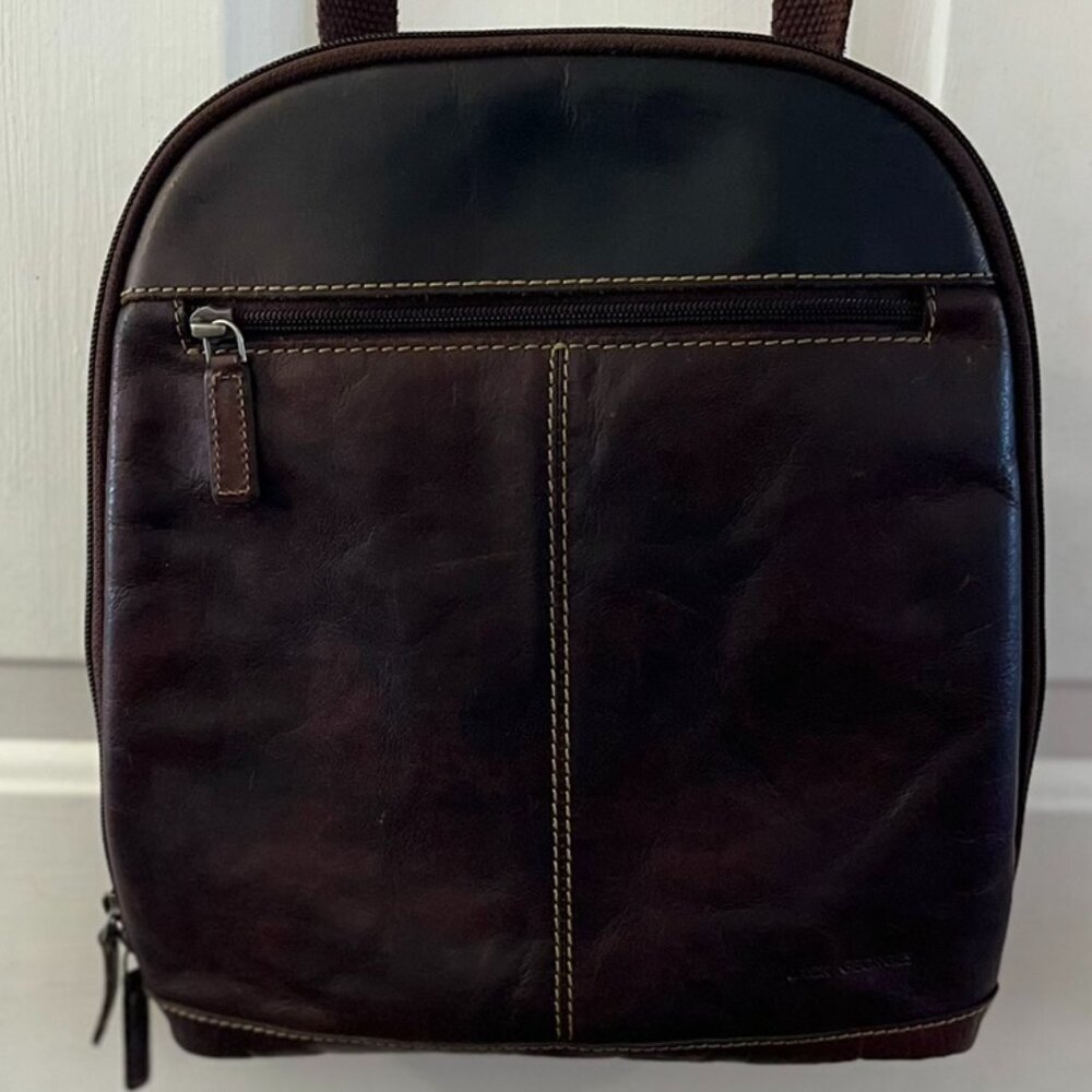 Jack Georges Dark BrownVoyager Leather Travel Convertible Backpack/Crossbody Bag - Picture 14 of 14